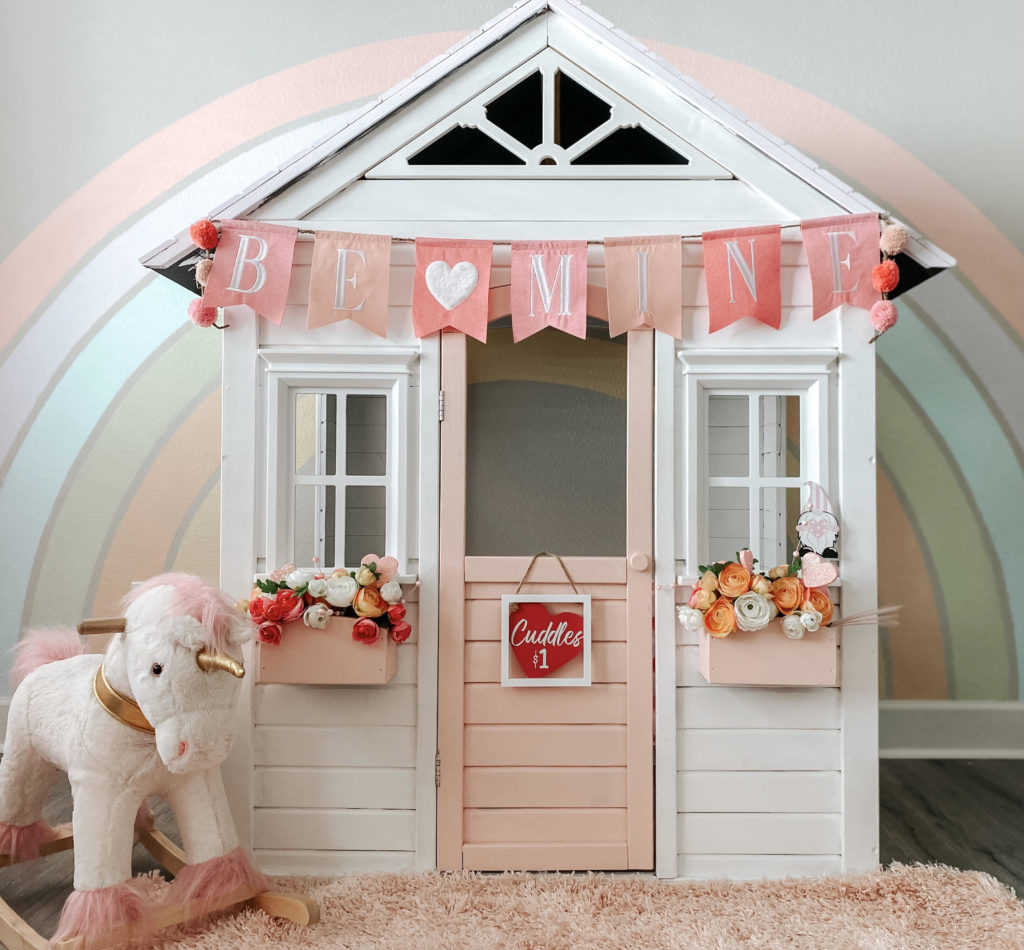 Our Wooden Playhouse Makeover. Perfect for a playroom or outdoors. 