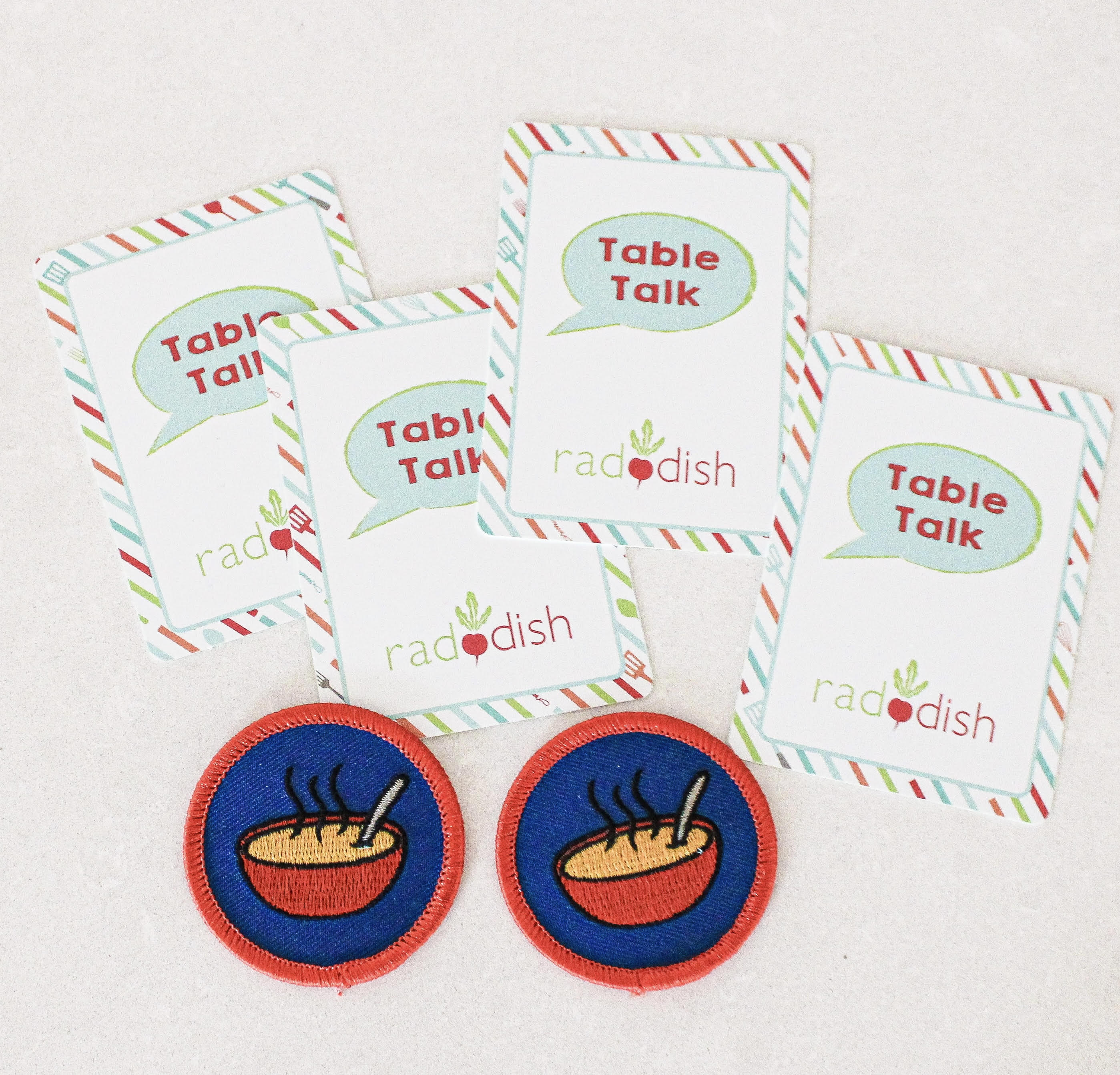 Raddish Cooking Club For Kids table talk cards and fun badges kids can earn while cooking!