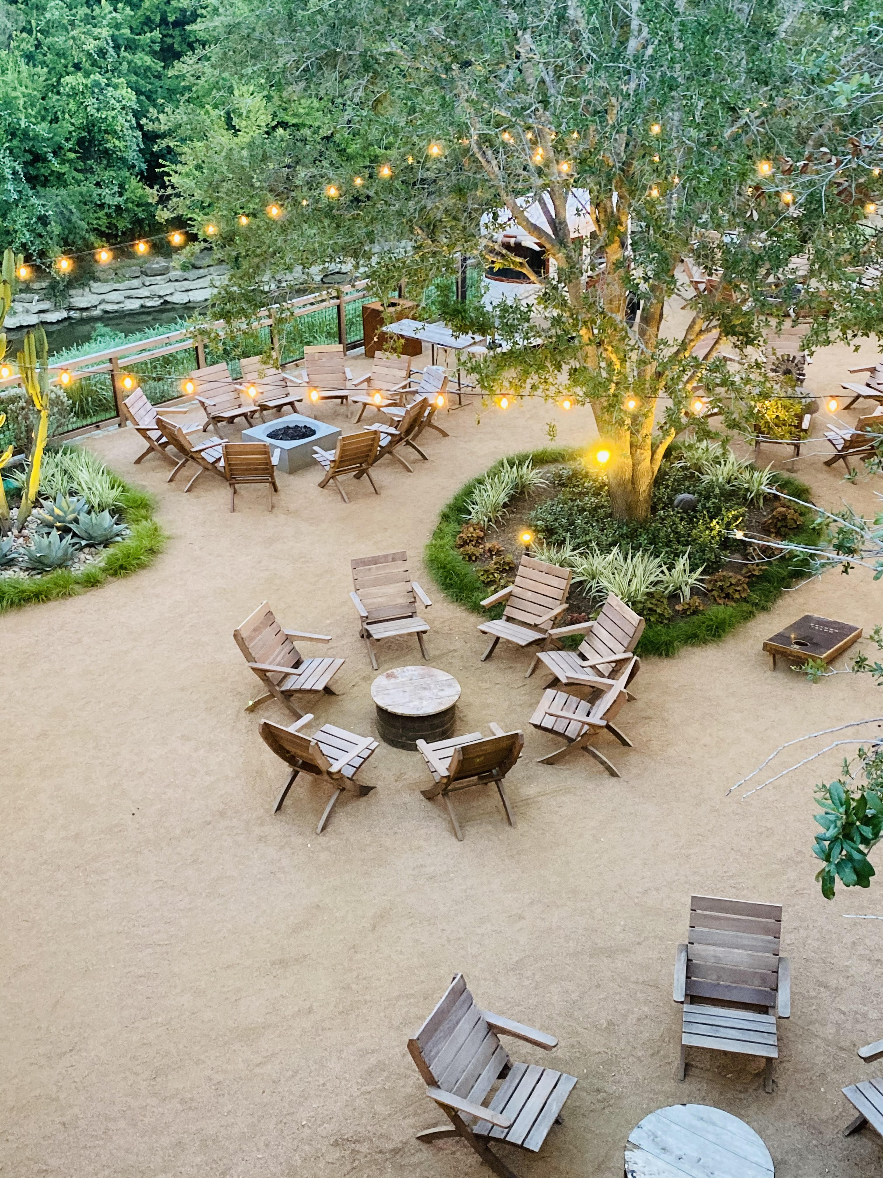 The Backyard at Hotel Drover, With food, craft cocktails, cold beer, live music and smores