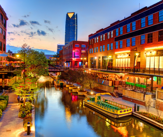 You can go north for some of the best road trips from Dallas. Bricktown in Oklahoma City, OK is a fun time, lively, full of restaurants and activities