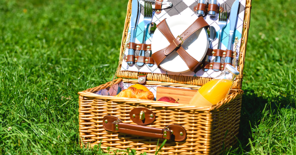 A picnic basket is the centerpiece of your spring picnic. Your spring picnic theme can be simple yet elegant or you can grab a backpack picnic for a rugged picnic after you hike.  