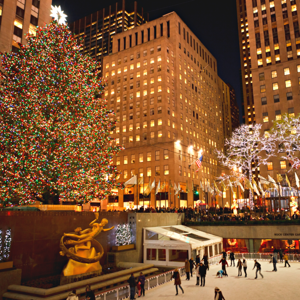 The Rockefeller Plaza Christmas Tree is one of the most popular attraction in New York City. The decorations at the plaza are some of the most beautiful. 