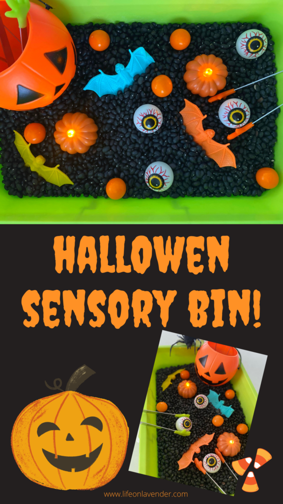 Halloween Sensory Bins, Pinterest Pin