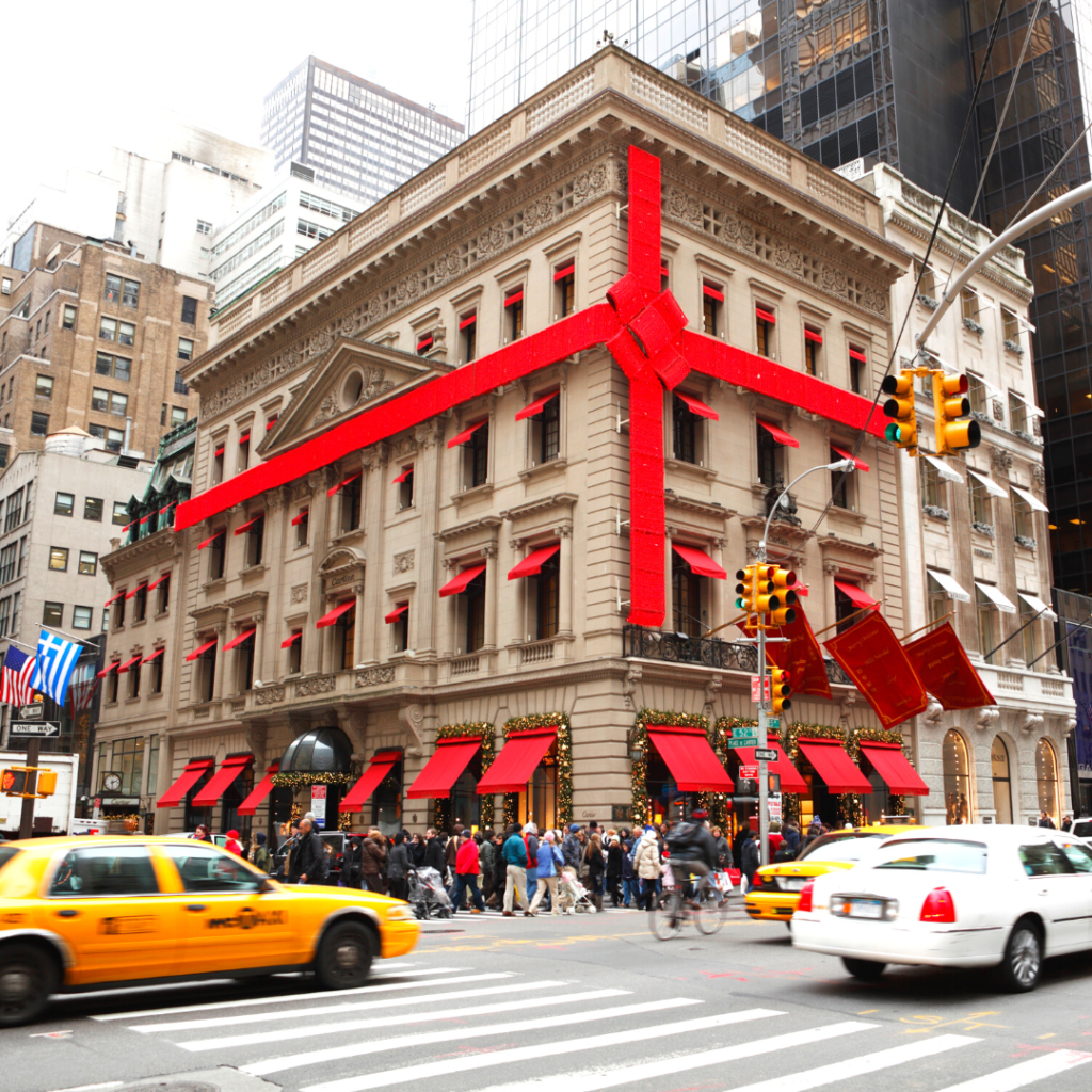 Cartier is a must see NYC Christmas Store to see indoor and outdoor holiday decorations and displays