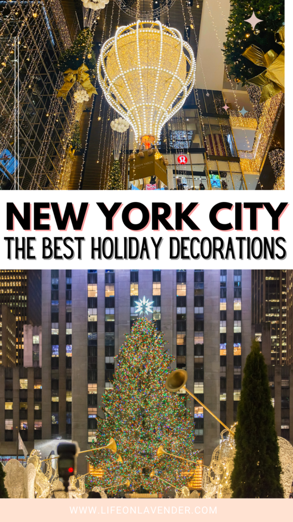 NYC Christmas Decorations, Pinterest Pin 2022